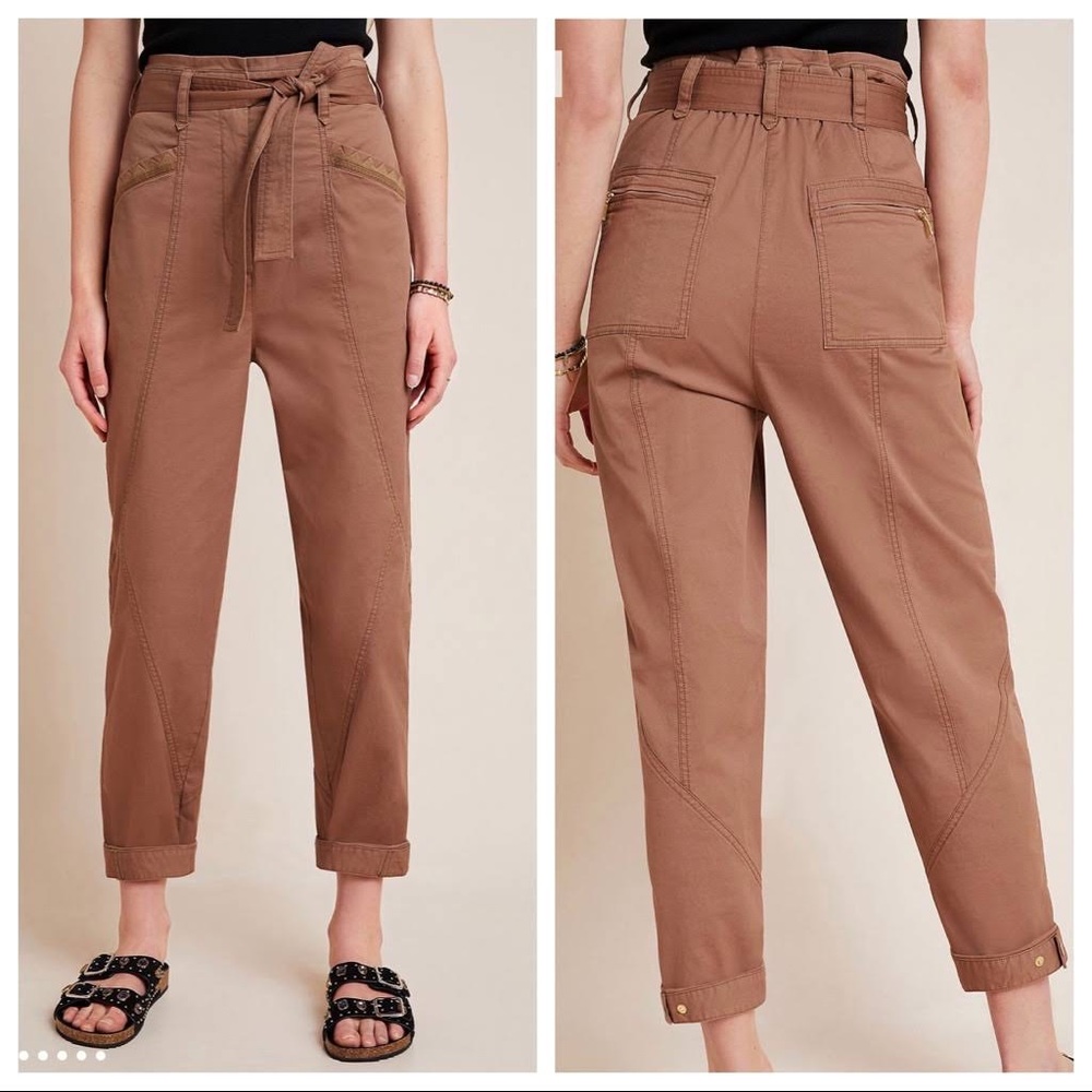 ✨ Anthropologie Ellie Embroidered Utility Pants Sz 12